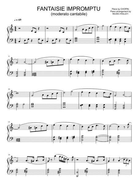 Chopin - Fantaisie impromptu (moderato cantabile, easy piano sheet) (arr. Music-holley)