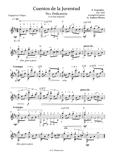 Cuentos de la Juventud, Op.1 No.1 Dedicatoria (arr. Andrew Howes)