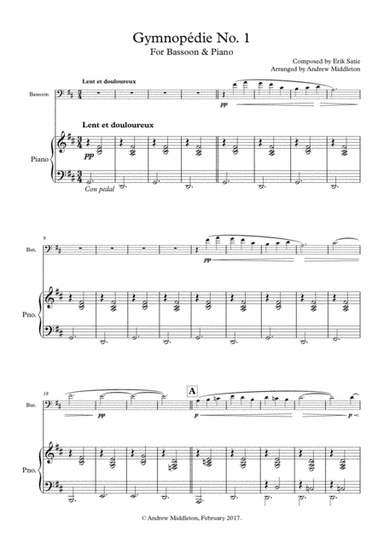 Gymnopedie No. 1 for Bassoon and Piano (arr. Andrew Middleton)