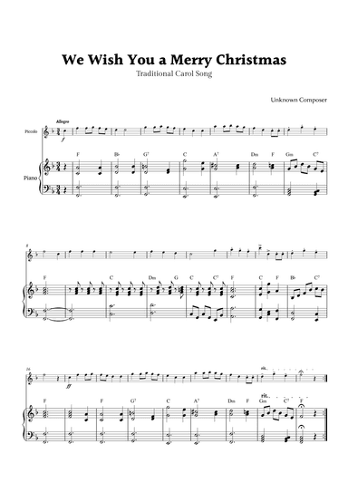 We Wish you a Merry Christmas for Piccolo and Piano (arr. Rika K.)