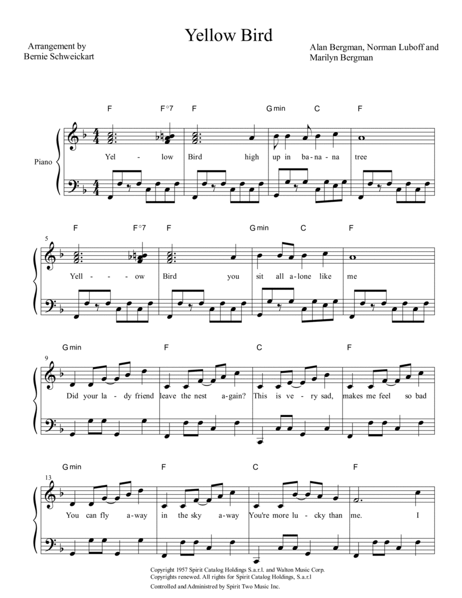 Yellow Bird (arr. Bernie Schweickart)