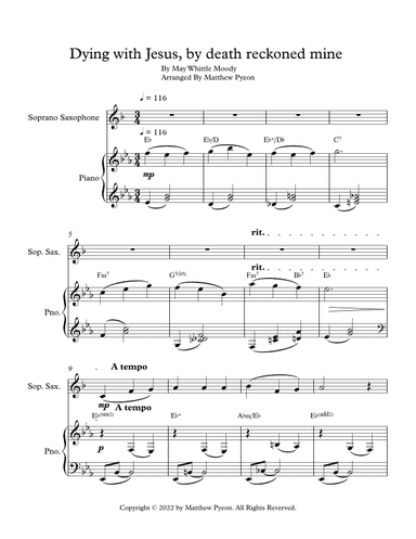 Dying with Jesus, by death reckoned mine (arr. Matthew pyeon)
