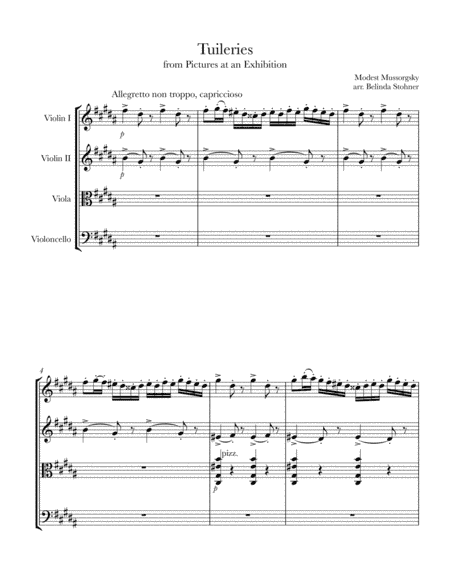 Tuileries from Pictures at an Exhibition - String Quartet (arr. Maurice Ravel, Belinda Niling Stohner)