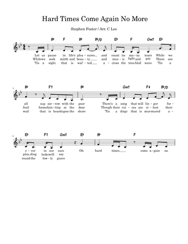 Hard Times Come Again No More (Bb) (arr. C Lee)