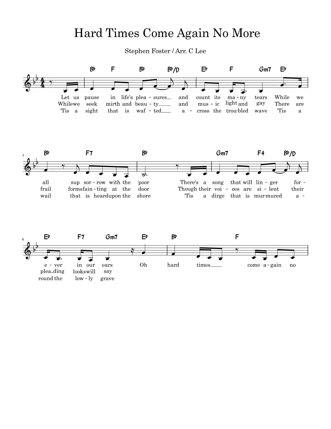 Hard Times Come Again No More (Bb) (arr. C Lee)