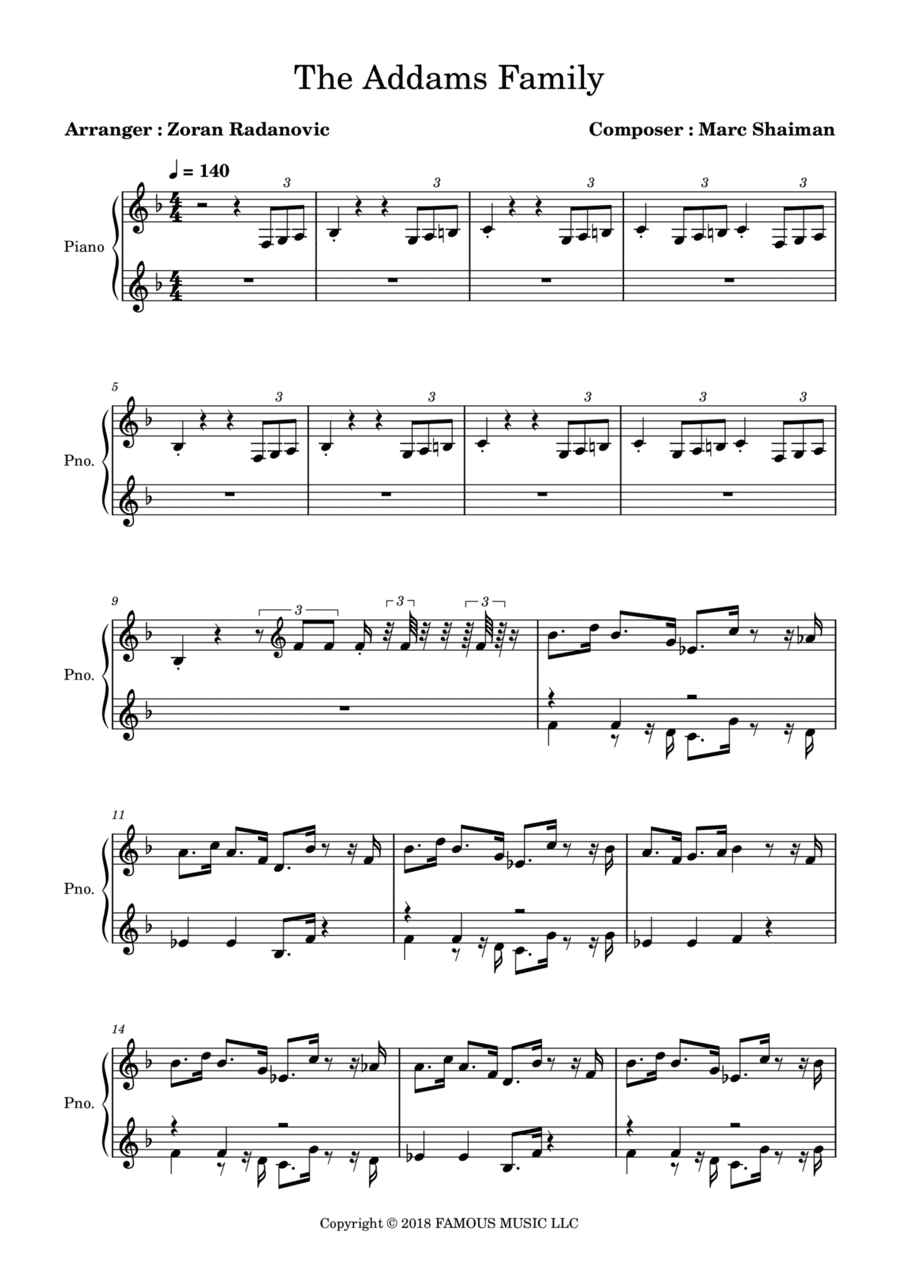 The Addams Family - Score (arr. Zoran Radanovic)