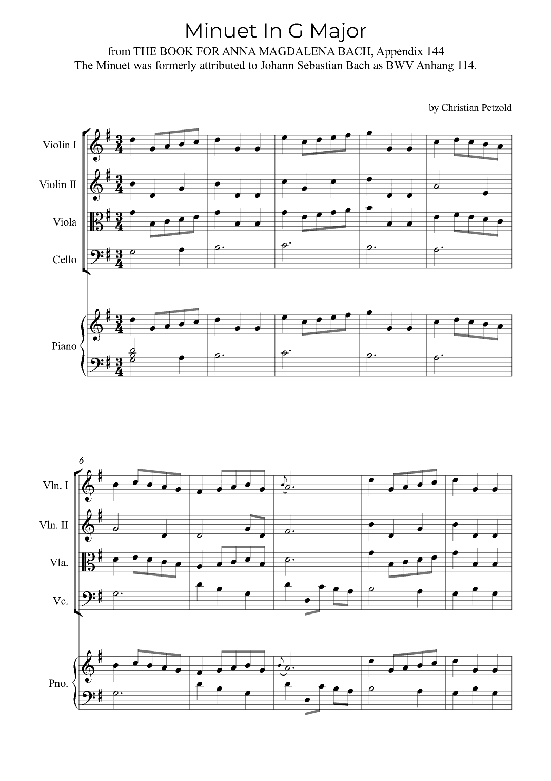 Minuet In G Major (with piano) (arr. Alex Nunes Rodrigues)