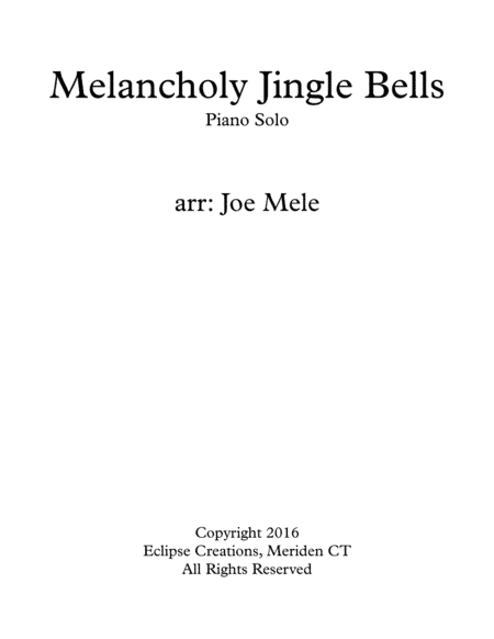 Jingle bells - Melancholy (Piano Solo) (arr. Eclipse Creations)