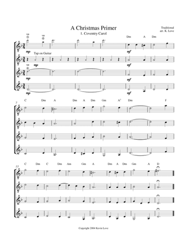 A Christmas Primer (Guitar Quartet) - Score and Parts (arr. Kevin Love)