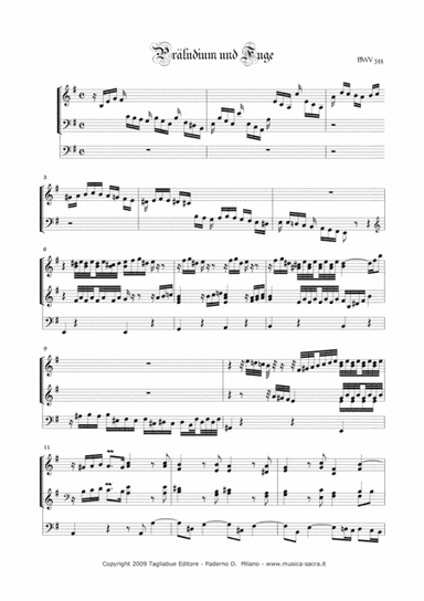 PRELUDE AND FUGUE IN C MINOR - BWV 533 - For Organ 3 Staff (arr. Marcello Meneguzzo)