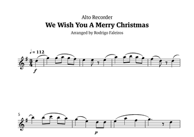 We Wish You a Merry Christmas (for solo alto recorder) (arr. Rodrigo Faleiros)