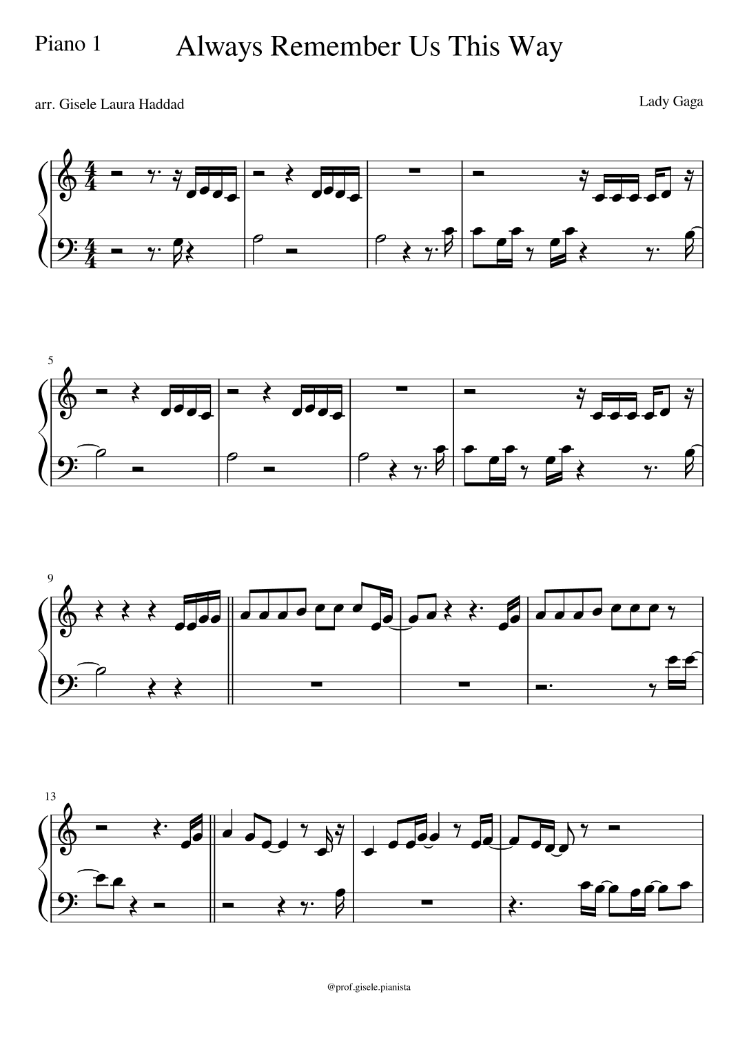 Always Remember Us This Way (arr. Gisele Laura Haddad)