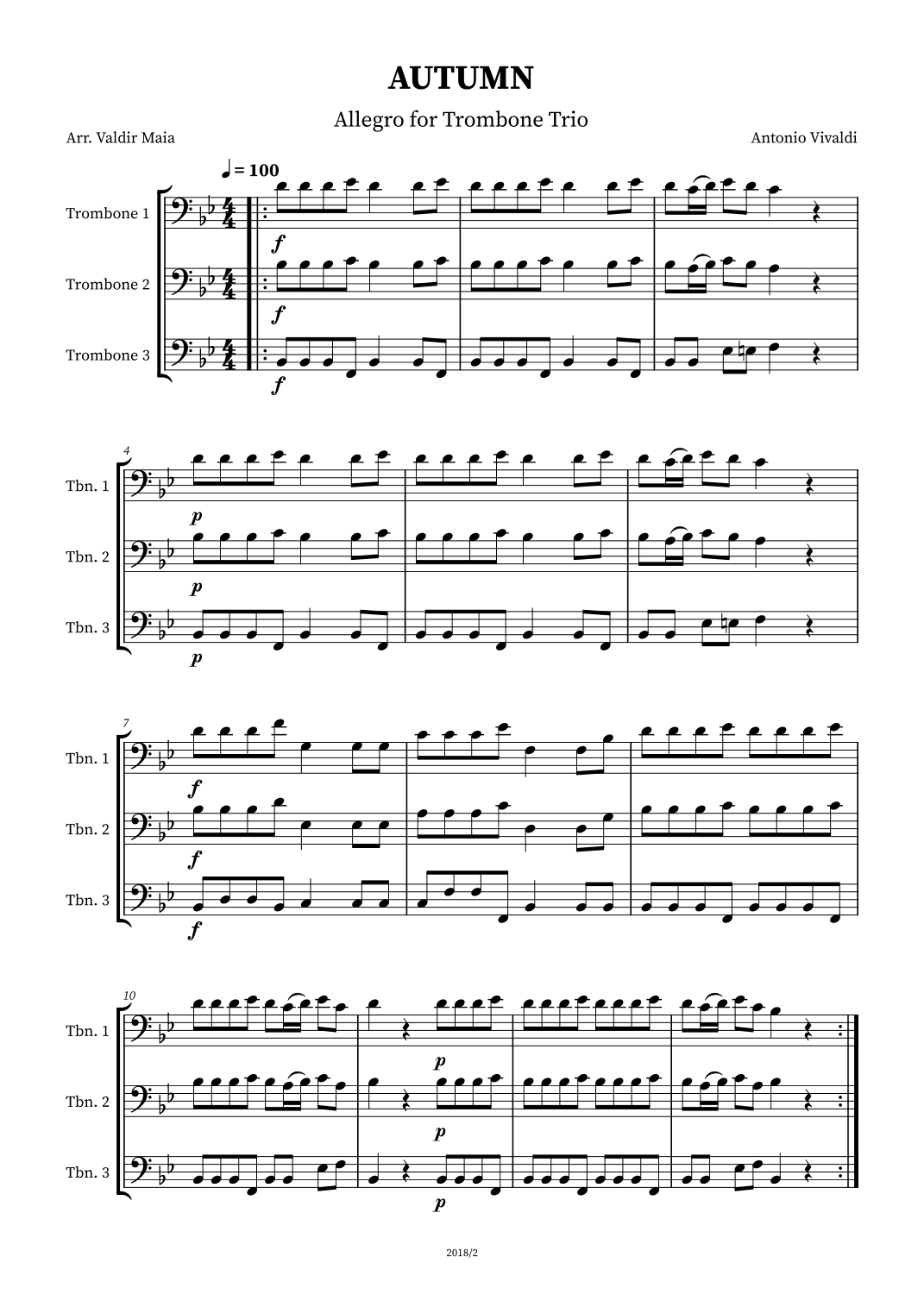 Autumn - The Four Seasons for Trombone Trio (arr. Valdir Maia)