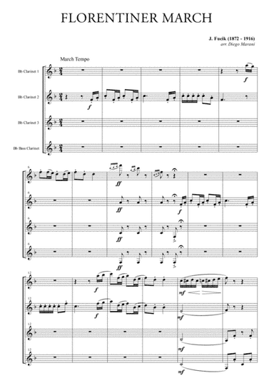 Florentiner March for Clarinet Quartet (arr. Diego Marani)