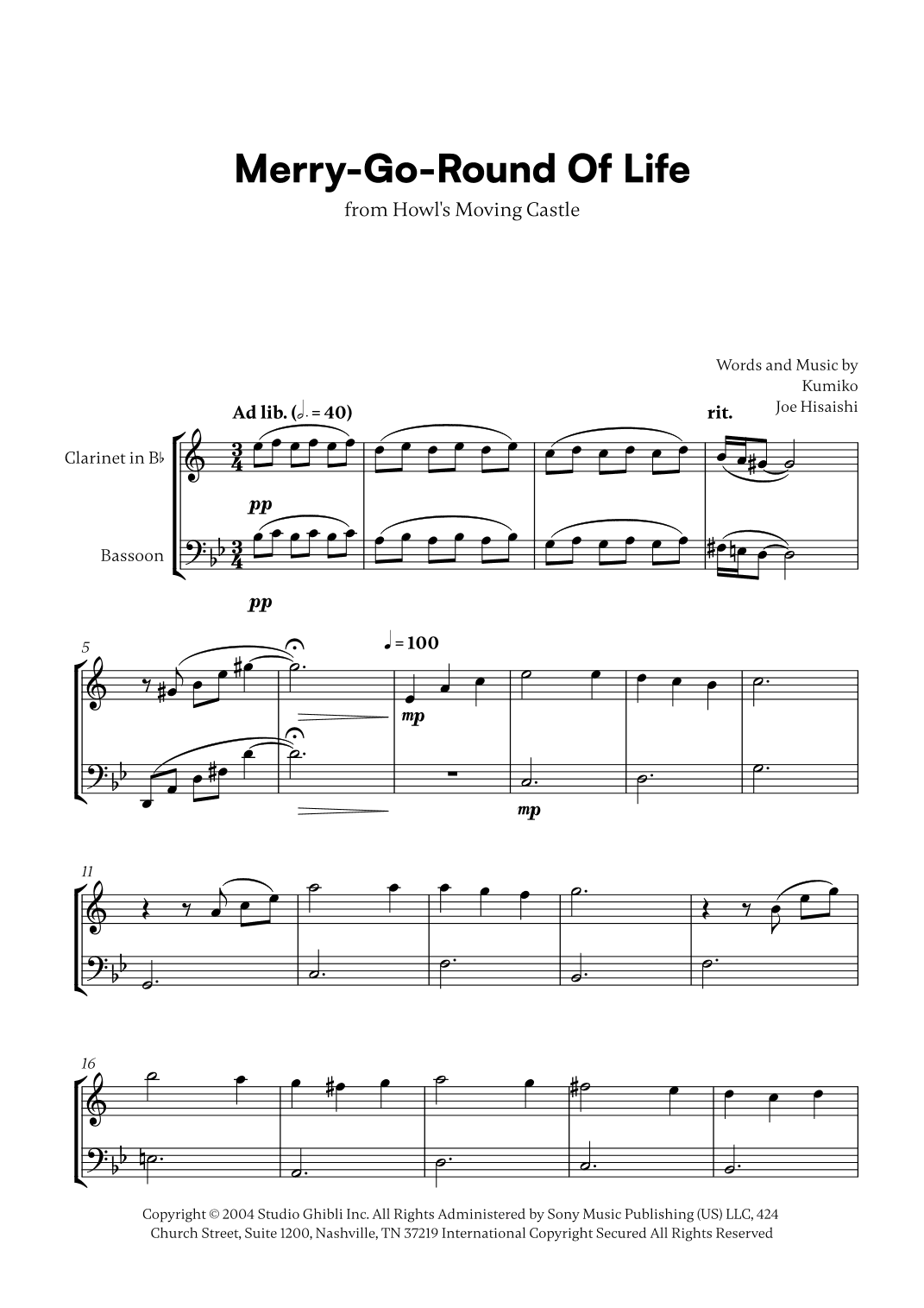 Merry-go-round Of Life (arr. Cadenza Editions)