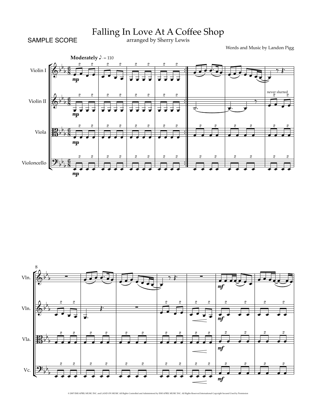 Falling In Love At A Coffee Shop (arr. Sherry Lewis)