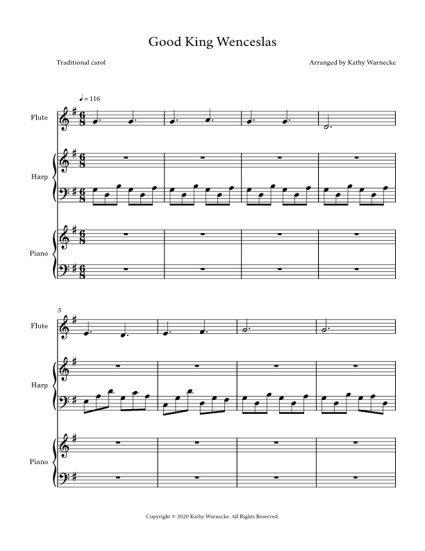 Good King Wenceslas - Score Only (arr. Kathy Warnecke)