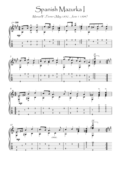 Spanish Guitar by M.Ferrer (arr. PianoSheetNow)