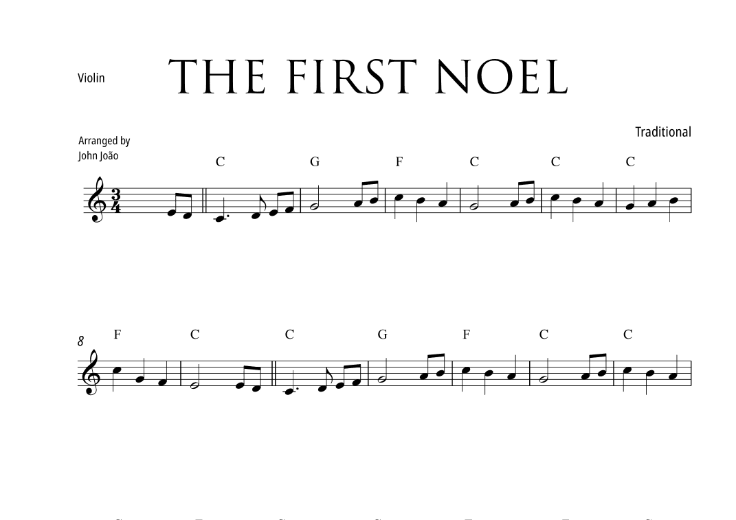 The First Noel (Violin with Chord Chart) (arr. john Joao)