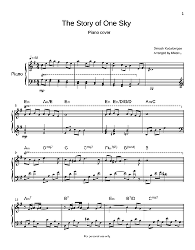 The Story of One Sky - Dimash Kudaibergen | Piano cover by Khloe Le (arr. Arranged by Khloe Le)