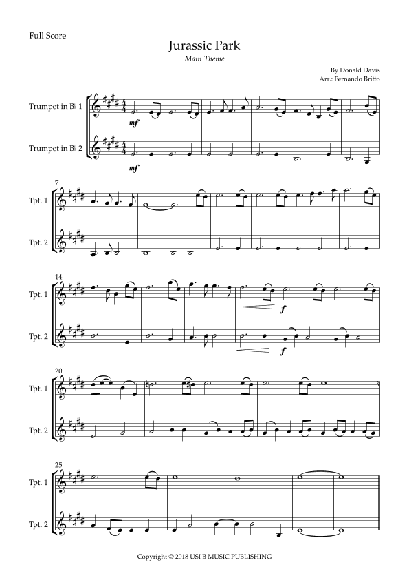 Jurassic Park Iii (arr. Fernando Britto)