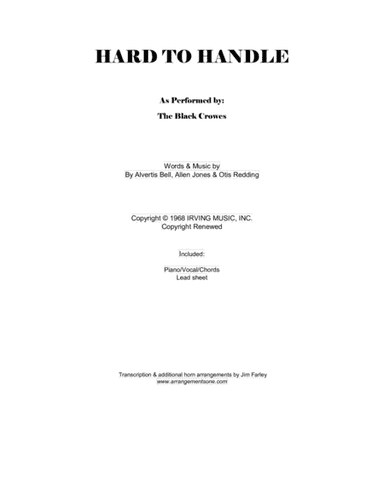 Hard To Handle (arr. Jim Farley www.arrangementsone.com)