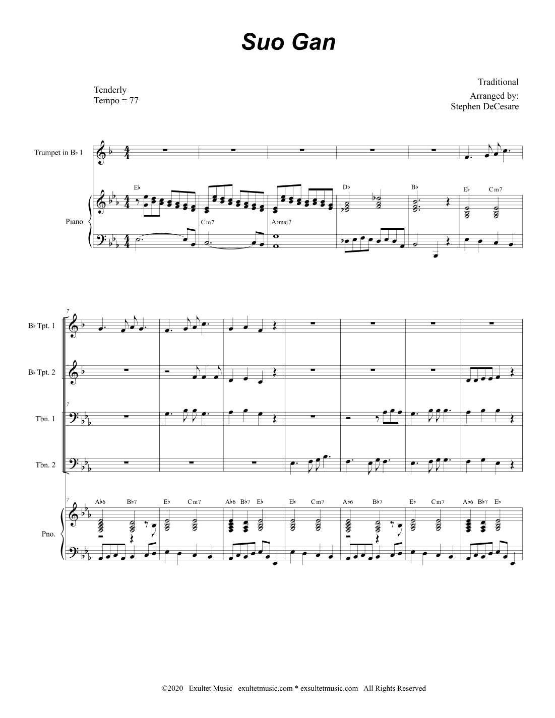 Suo Gan (Brass Quartet and Piano - Alternate Version) (arr. Stephen DeCesare)