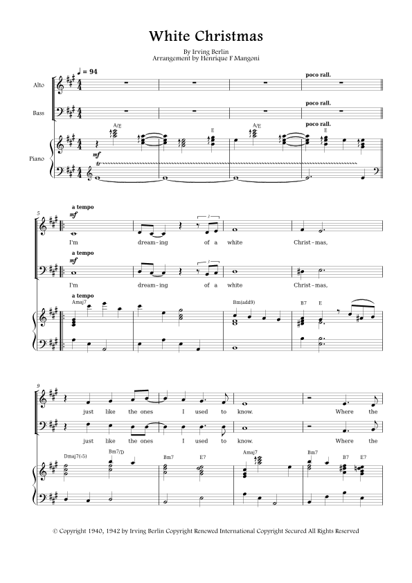 White Christmas (arr. Henrique F Mangoni)