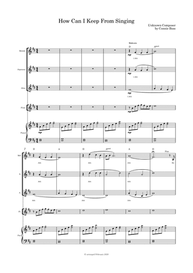 How Can I Keep From Singing - flute, trio and piano (arr. Connie Boss)