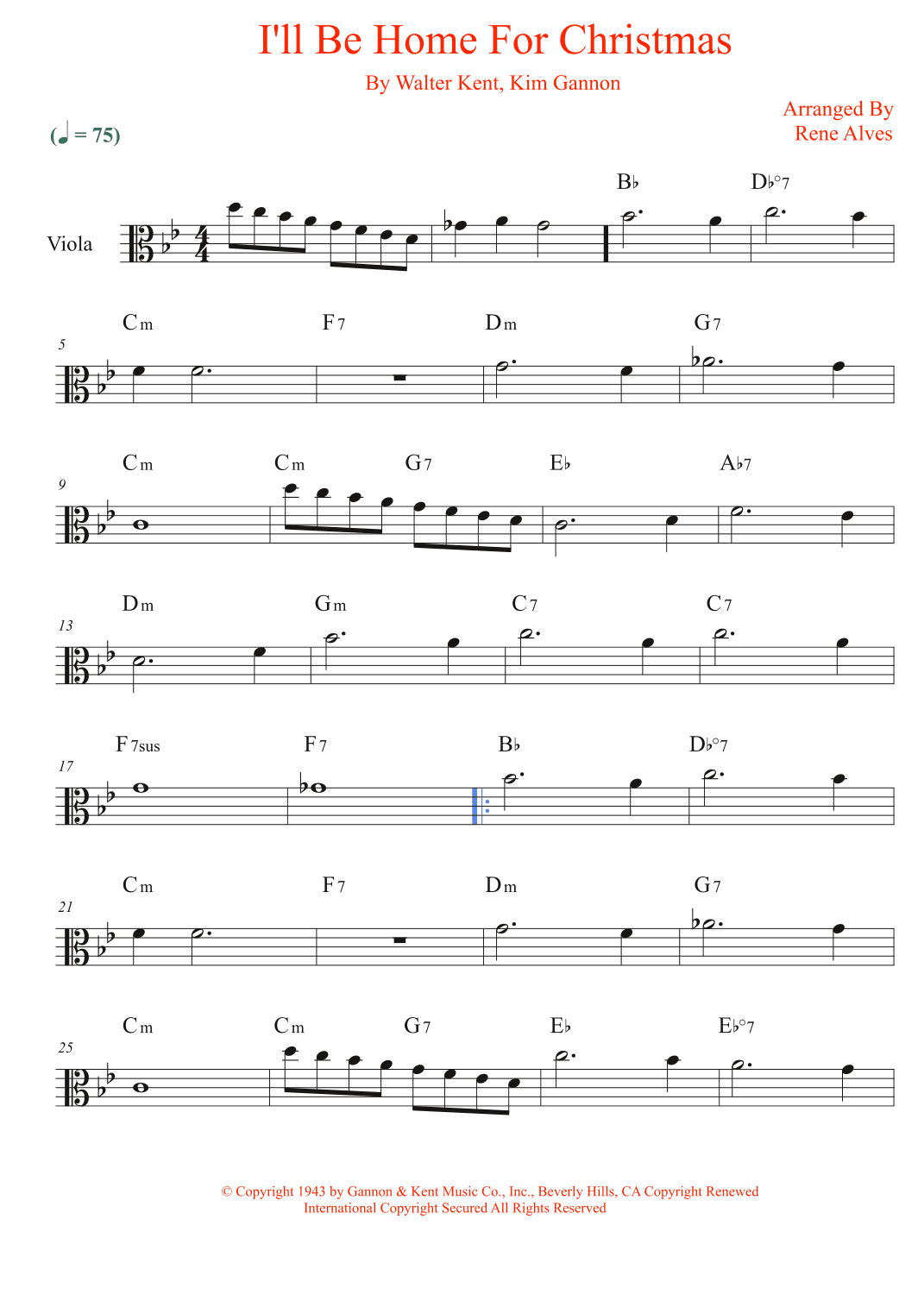 I'll Be Home For Christmas (arr. Rene Alves)