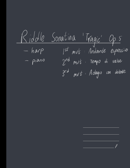 Riddle sonatina for piano and harp "tragic" op.5