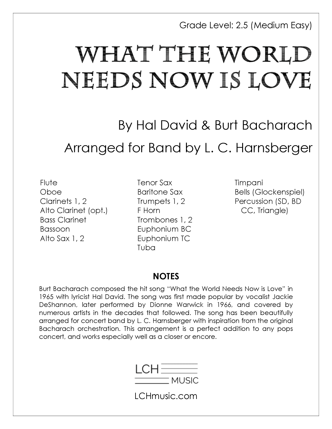 What The World Needs Now Is Love (arr. L. C. Harnsberger)