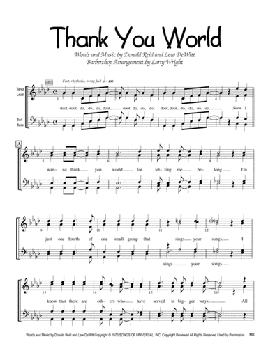 Thank You World (arr. Larry Wright)