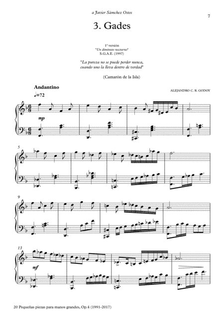 20 Piezas, Op. 4 (2017) No. 3. Gades