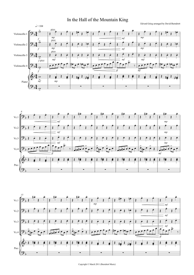 In the Hall of the Mountain King for Cello Quartet (arr. David Burndrett)