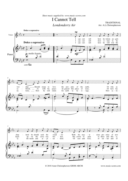 I Cannot Tell - Voice - Eb (arr. Anne L Christopherson GRSM ARCM)