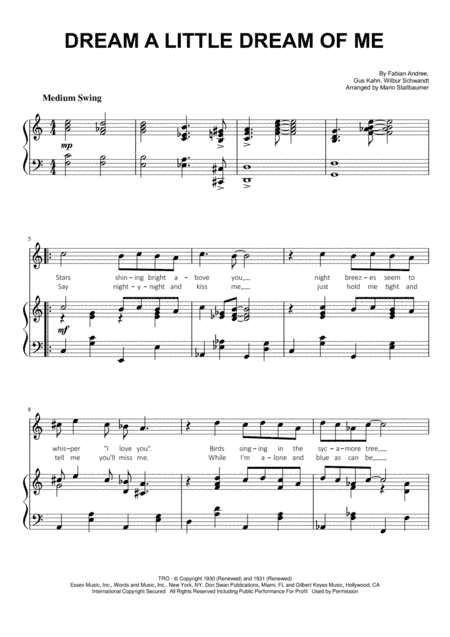 Dream A Little Dream Of Me (arr. Mario Stallbaumer)
