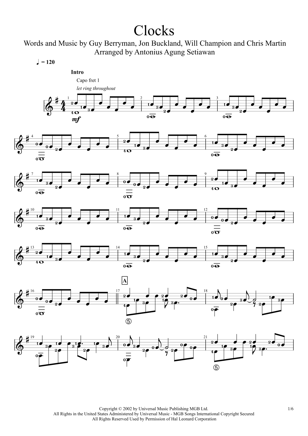 Clocks (arr. Antonius Agung Setiawan)