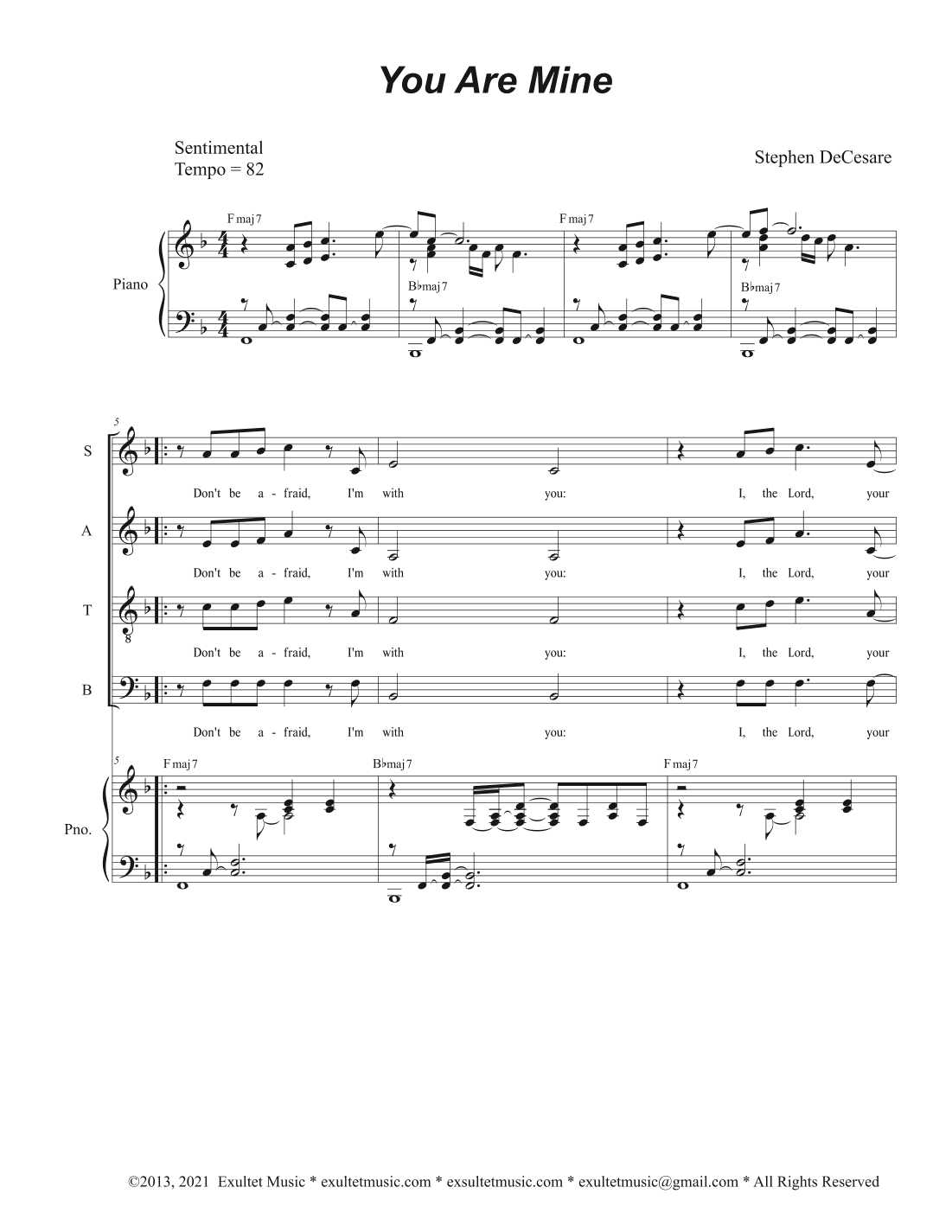 You Are Mine (Vocal Quartet - (SATB)