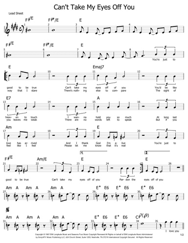 Can't Take My Eyes Off Of You (arr. Philip M Jackson)