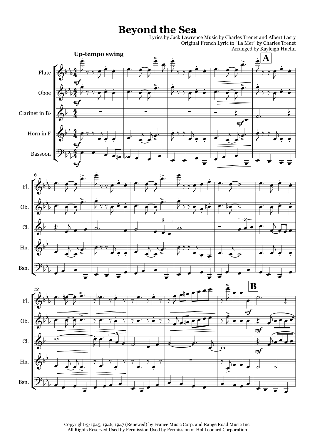 Beyond The Sea (arr. Kayleigh Huelin)