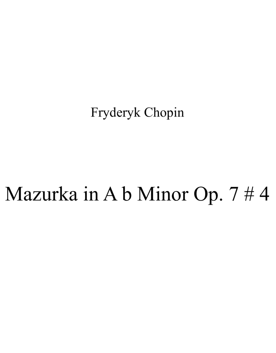 Mazurka in A b Minor Op. 7 # 4 (arr. Patrizia Luraschi)