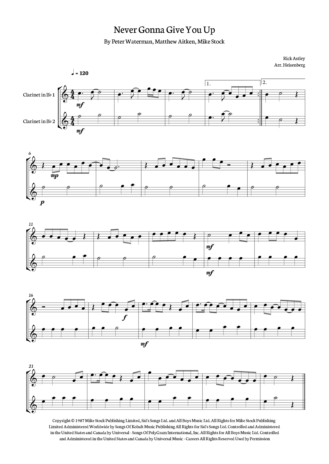 Never Gonna Give You Up (arr. Heisenberg)