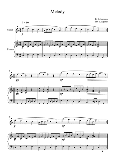 Melody, Robert Schumann, For Violin & Piano (arr. Eugene Egorov)