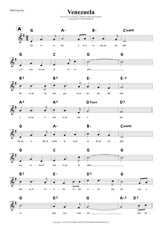 Venezuela (arr. Bernardo Bernal Hidalgo)