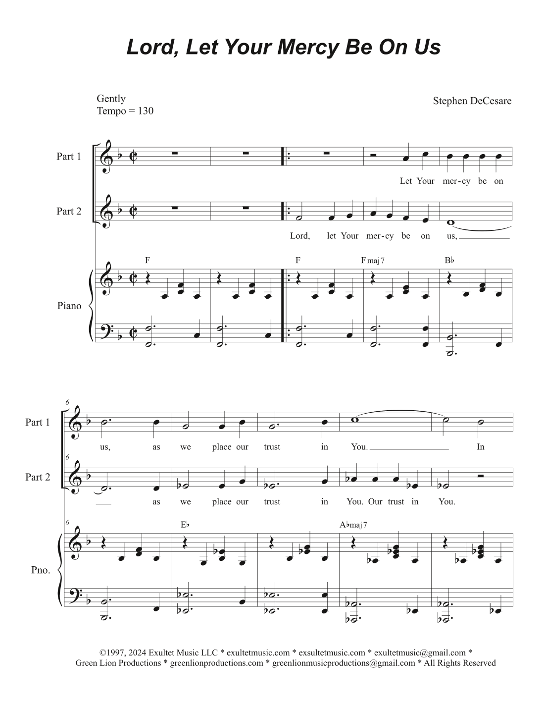 Lord, Let Your Mercy Be On Us (2-part choir)
