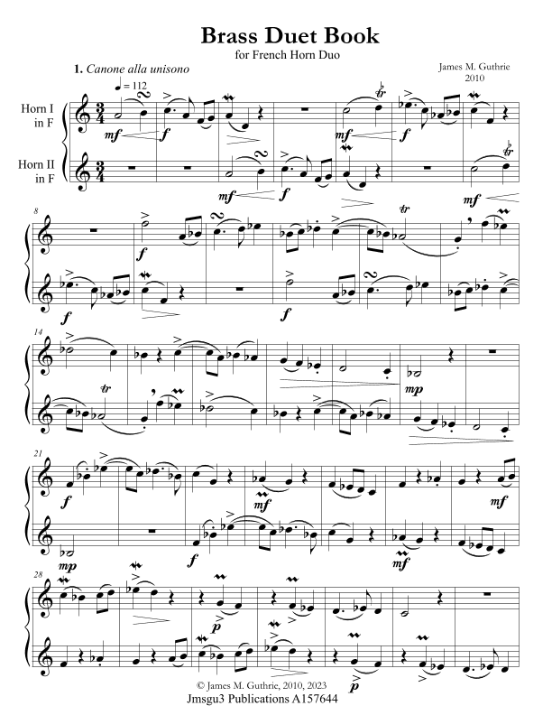 Guthrie: Brass Duet Book for French Horn Duo