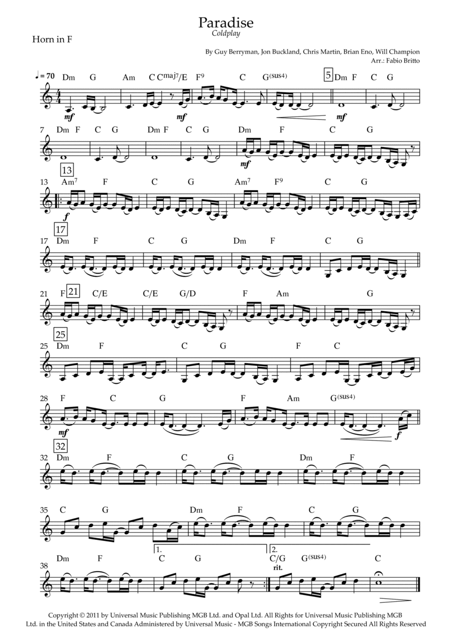 Paradise (arr. Fabio Britto)