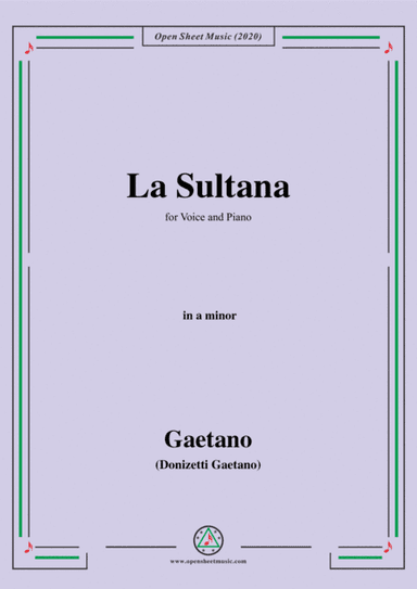 Donizetti-La Sultana,in a minor,for Voice and Piano (arr. MSM)