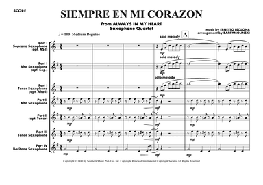 Always In My Heart (siempre En Mi Corazon) (arr. BARRY MOLINSKI)
